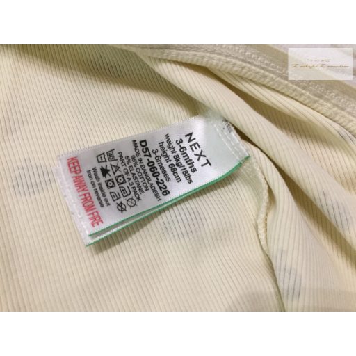 Next 3-6 hó  68 cm bézs, khaki alma mintás bordázott pamut lány rugdalózó -újszerű,hibátlan