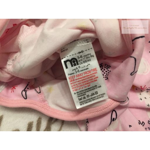 Mothercare 1-3 hó 56-62 cm rózsaszín, télapó-rénszarvas-nyuszi mintás  pamut lány karácsonyi tipegő / rugdalózó - újszerű,hibátlan