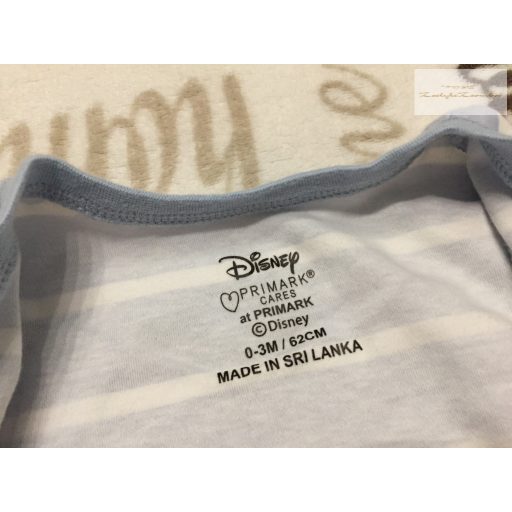 Disney at Primark 0-3 hó 56-62 cm kék csíkos, Mickey -Pluto mintás pamut fiú rugdalózó-újszerű,hibátlan