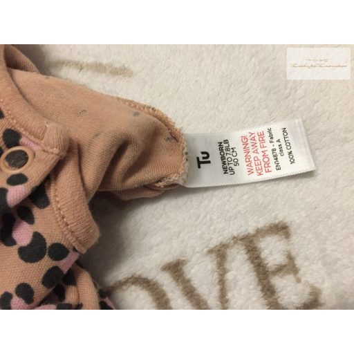 Tu újszülöttre való 50 cm barna, leopárd mintás pamut lány rugdalózó-újszerű,hibátlan