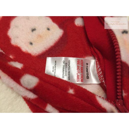 Matalan 9 -12 hó 74 -80 cm piros, télapó mintás vékony polár rugdalózó - újszerű,hibátlan- karácsonyi