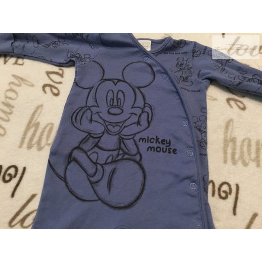 Disney 0-3 hó 56-62 cm kék, Mickey mintás pamut fiú rugdalózó - újszerű,hibátlan