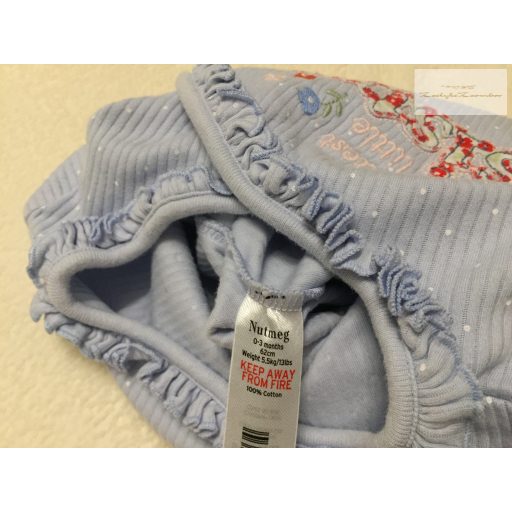 Nutmeg 0 -3 hó 62 cm világoskék, Cutest Little Sister feliratos pamut lány rugdalózó-  újszerű,hibátlan