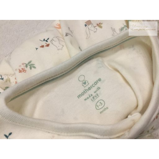 Mothercare 1-3 hó 6,5 kg  bézs, nyuszi - mókus-róka mintás pamut lány rugdalózó - új, szettet bontottam