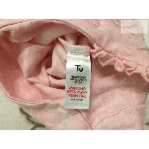 TU újszülöttre való 50 cm  rózsaszín, nyuszi mintás Little Sister feliratos pamut lány rugdalózó- újszerű.hibátlan