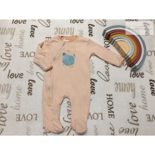 Jojo Maman Bébé 0-3 hó  csíkos, színes elefánt-zsiráf- zebra mintás  puha pamut fiú rugdalózó -  újszerű,hibátlan