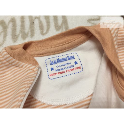 Jojo Maman Bébé 0-3 hó  csíkos, színes elefánt-zsiráf- zebra mintás  puha pamut fiú rugdalózó -  újszerű,hibátlan