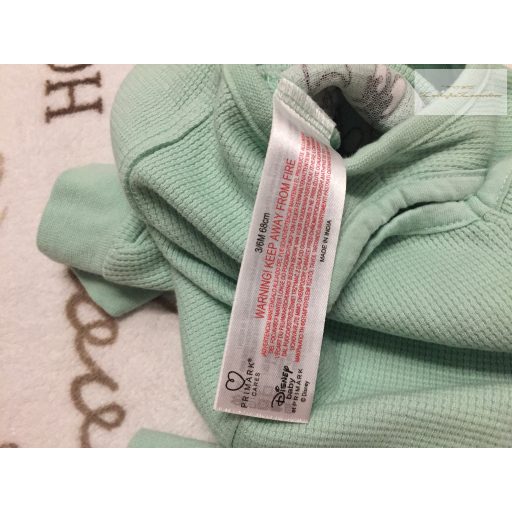 Disney at Primark 3-6 hó 62-68 cm zöld, Donald- Mickey mintás pamut fiú kantáros nadrág-újszerű,hibátlan
