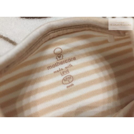 Mothercare up to 1 month 4,5 kg  bézs csíkos, maci mintás pamut fiú rugdalózó - újszerű,hibátlan