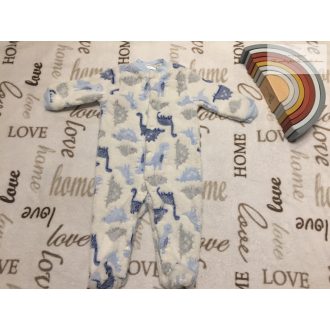   Baby Gear 3-6 hó 62-68 cm kék dinó mintás puha plüss fiú rugdalózó - újszerű