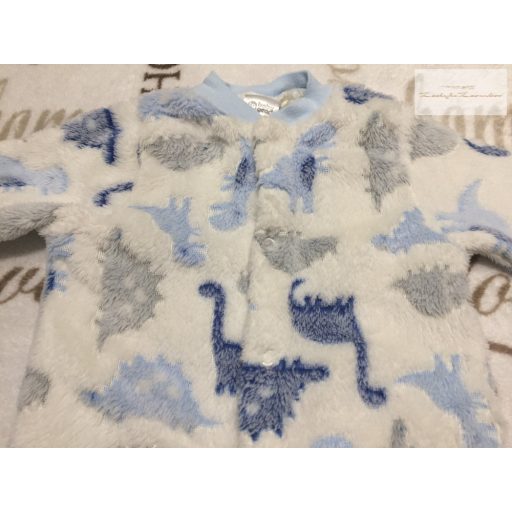 Baby Gear 3-6 hó 62-68 cm kék dinó mintás puha plüss fiú rugdalózó - újszerű