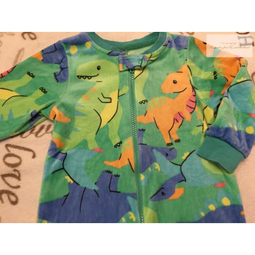 Matalan 12 - 18  hó 80 - 86  cm  zöld, színes dinó mintás puha polár fiú rugdalózó/ pizsama/ kezeslábas - újszerű, hibátlan