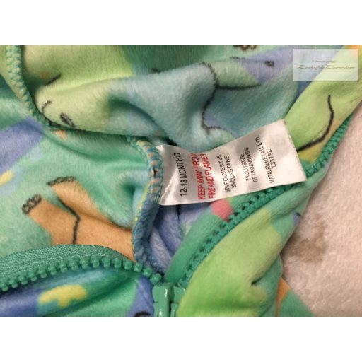 Matalan 12 - 18  hó 80 - 86  cm  zöld, színes dinó mintás puha polár fiú rugdalózó/ pizsama/ kezeslábas - újszerű, hibátlan