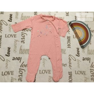   Mothercare 6-9 hó 9 kg rózsaszín, nyuszi -virág mintás anyagában szív mintás pamut lány rugdalózó - újszerű,hibátlan