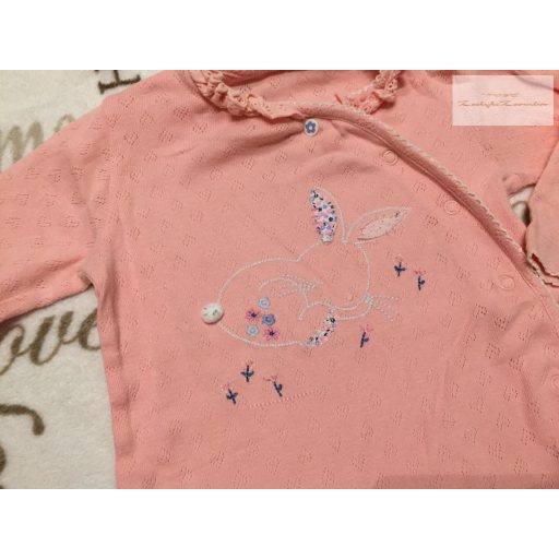 Mothercare 6-9 hó 9 kg rózsaszín, nyuszi -virág mintás anyagában szív mintás pamut lány rugdalózó - újszerű,hibátlan
