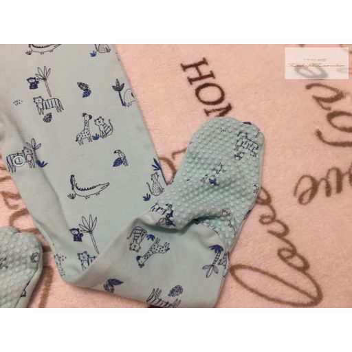 George 18  - 24 hó  86 - 92 cm kék, tigris-zebra-elefánt  mintás  pamut  fiú rugdalózó-újszerű,hibátlan