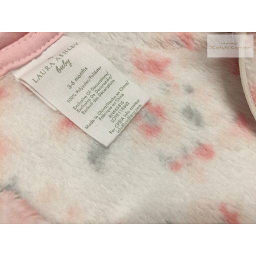 Laura Ashley 3-6 hó 62-68 cm rózsaszín - szürke virágmintás puha plüss lány átmeneti overál/ overall- újszerű,hibátlan