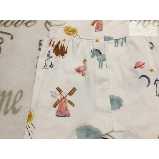 M§S 0 - 3 hó  6 kg 62 cm szélmalom - liba -nyuszi mintás pamut  lány ujjatlan playsuit - újszerű, hibátlan