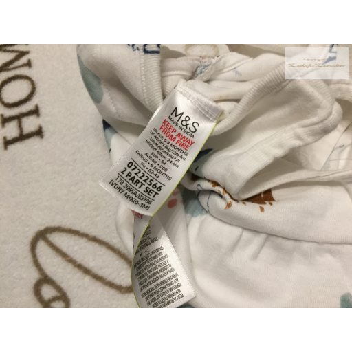 M§S 0 - 3 hó  6 kg 62 cm szélmalom - liba -nyuszi mintás pamut  lány ujjatlan playsuit - újszerű, hibátlan