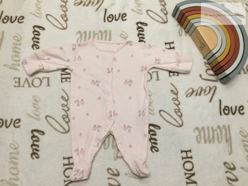 Next újszülött 3,4 kg 50-56 cm  rózsaszín, nyuszi mintás  pamut lány rugdalózó - újszerű,hibátlan