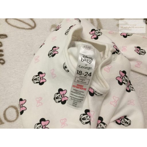 Disney at George 18  - 24 hó  86 - 92 cm fehér, Minnie mintás pamut lány rugdalózó-újszerű,hibátlan