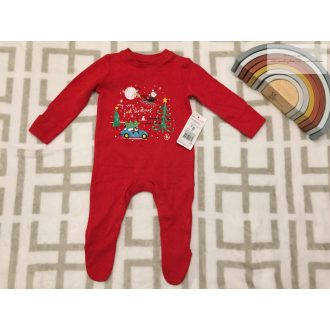   Fred§Flo up to 3 month 62 cm piros, fenyő - télapó - hóember mintás pamut fiú rugdalózó - új, címkés