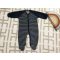 Up to 3 month 62 cm kék - fehér csíkos, autó mintás puha plüss fiú rugdalózó - újszerű,hibátlan