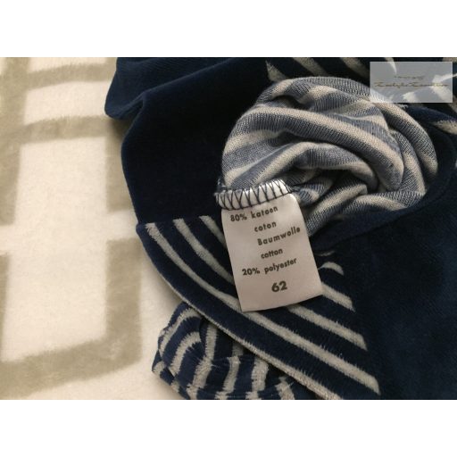Up to 3 month 62 cm kék - fehér csíkos, autó mintás puha plüss fiú rugdalózó - újszerű,hibátlan
