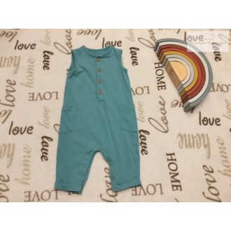   TU 3-6 h 62-68 cm  zöld, vékony pamut fiú ujjatlan rugdalózó / playsuit - újszerű,hibátlan