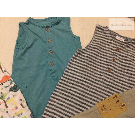 TU, Next 0-3 hó 56-62 cm és 3-6 hó 62-68 cm  vékony pamut fiú rugdalózó/ playsuit szett 4 db - újszerű,hibátlan