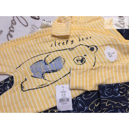 George 3-6 hó 62-68 cm  maci és állat mintás patentos/ cipzáros pamut fiú rugdalózó szett  -  -új, címkés
