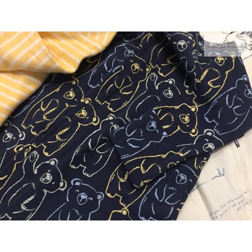 George 3-6 hó 62-68 cm  maci és állat mintás patentos/ cipzáros pamut fiú rugdalózó szett  -  -új, címkés