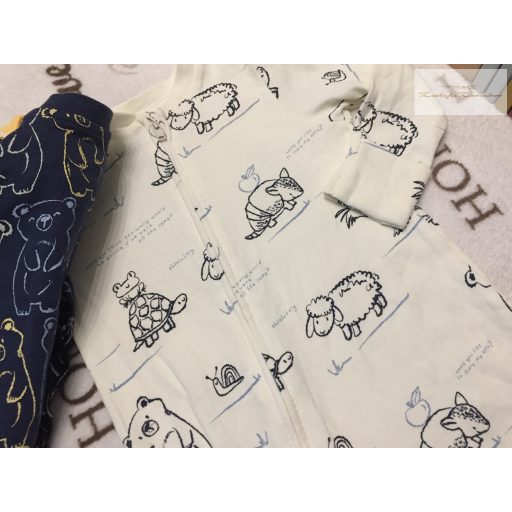George 3-6 hó 62-68 cm  maci és állat mintás patentos/ cipzáros pamut fiú rugdalózó szett  -  -új, címkés