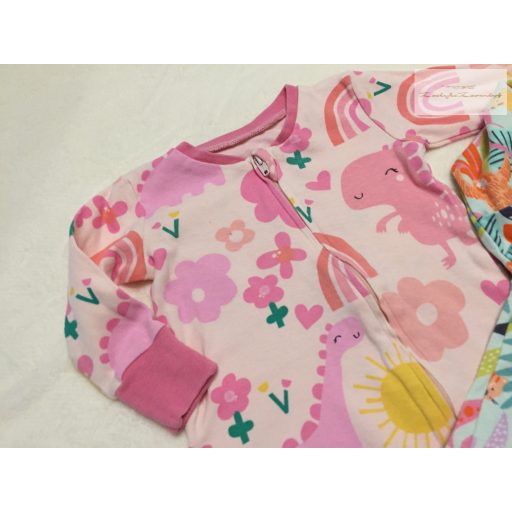 TU, Matalan  0-3 hó 56-62 cm dzsungel-virág - állat  mintás lábfej nélküli pamut lány rugdalózó - újszerű,hibátlan