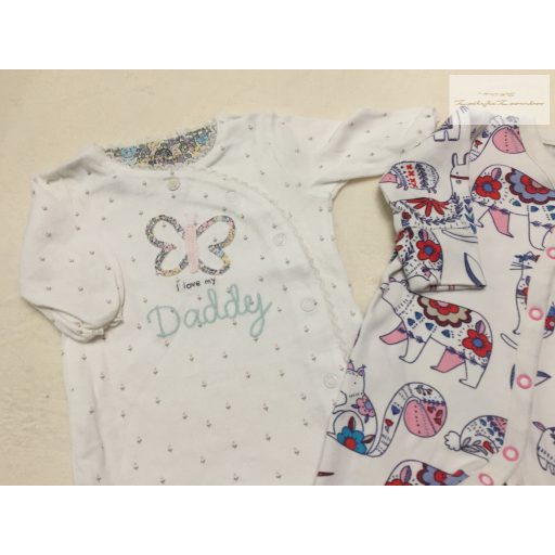 Next up to 1 month 4, 5 kg virág-  állat mintás, I Love my Daddy feliratos pamut lány  rugdalózó szett 3 db-újszerű,hibátlan