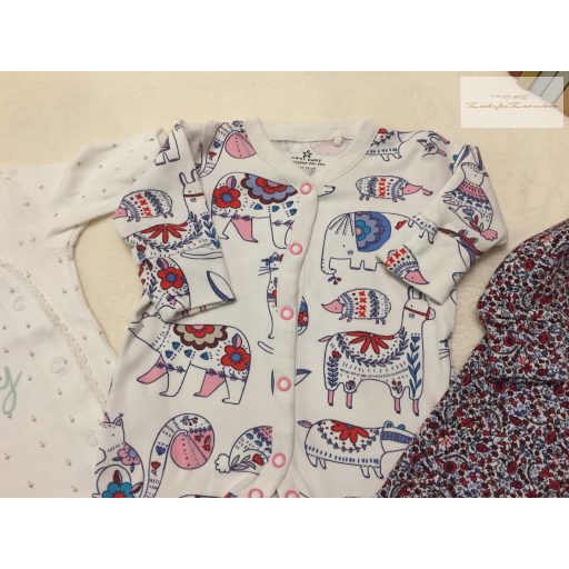 Next up to 1 month 4, 5 kg virág-  állat mintás, I Love my Daddy feliratos pamut lány  rugdalózó szett 3 db-újszerű,hibátlan