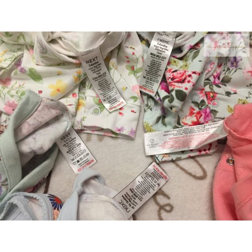 Next 3-6 hó  68 cm virágmintás pamut lány rugdalózó 2 db és body szett 3 db -újszerű, hibátlan
